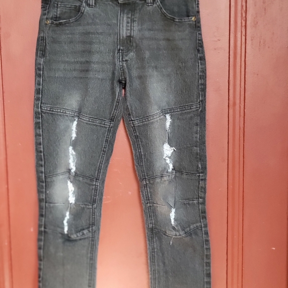 Quad Seven Boys' Rip-Patch Jeans Gray Size 12 - Picture 3 of 10